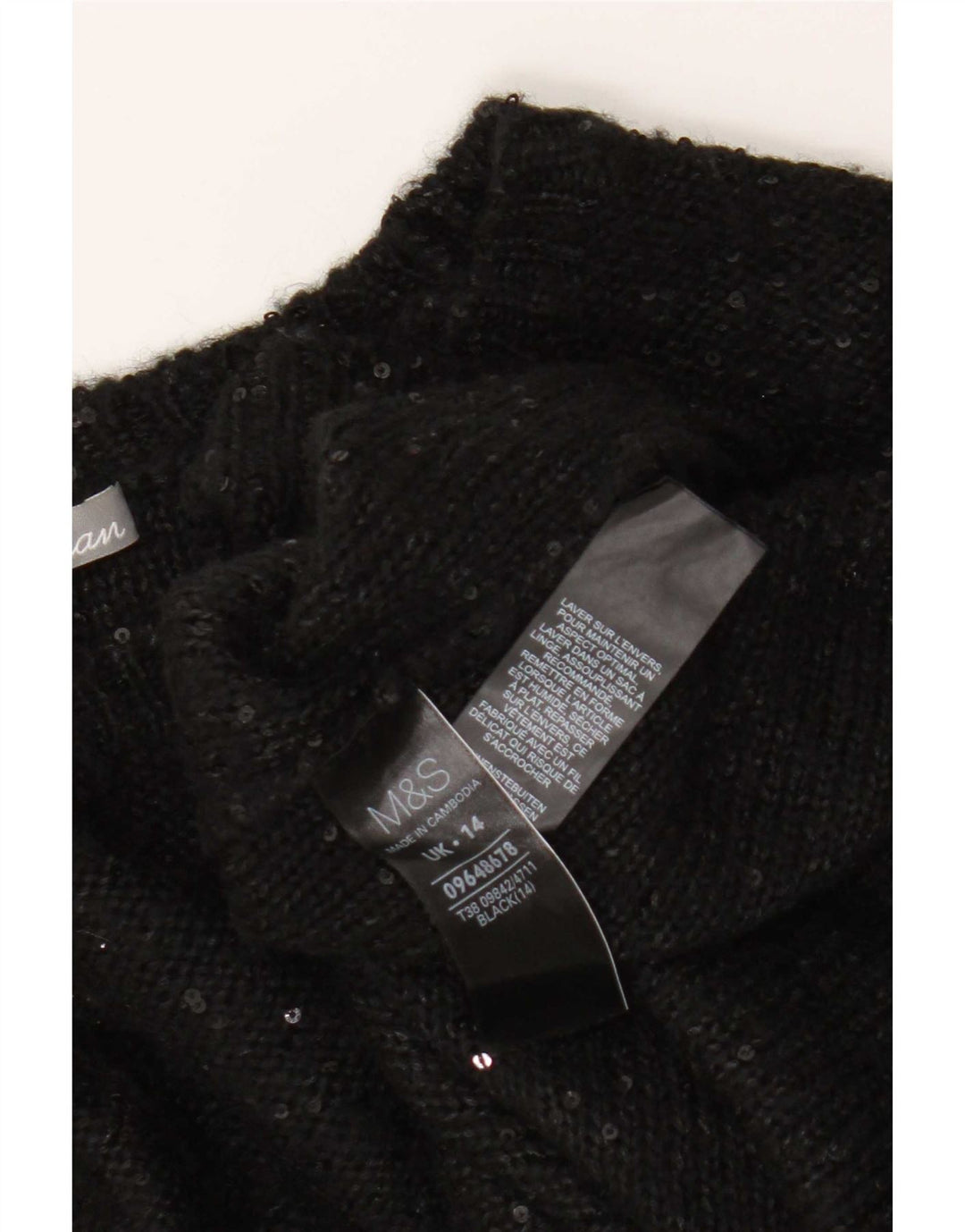 Marks & Spencer Damen-Pullover, übergroß, U-Boot-Ausschnitt, Gr. 14, Schwarz