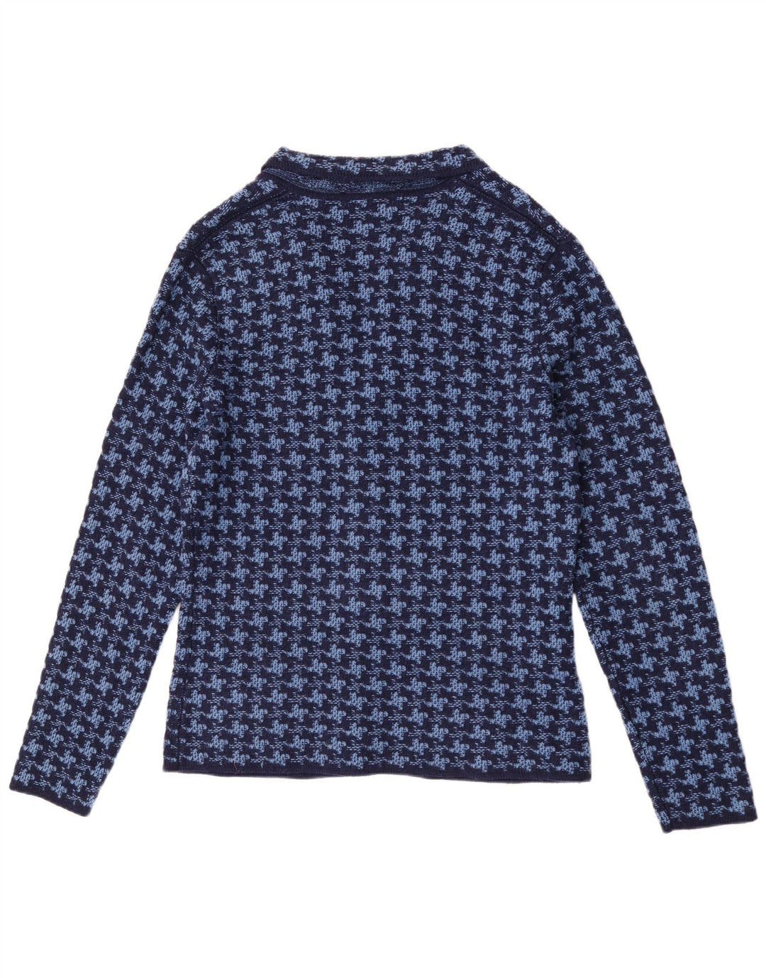 Vintage Herren Cardigan Pullover IT 50 Mittelblaue Hahnentrittwolle