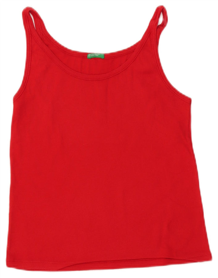 BENETTON Damen Cami Top UK 12 Mittelrote Baumwolle