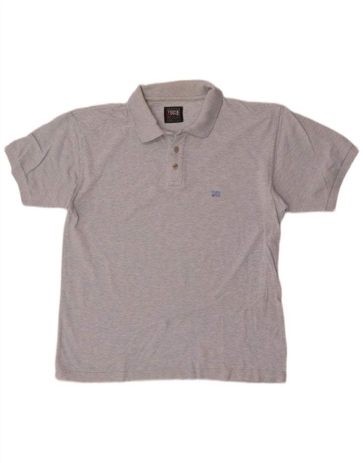 Think Pink Herren-Poloshirt aus mittelblauer Baumwolle