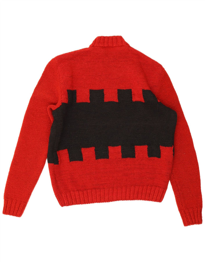 Vintage Herren Rollkragenpullover Pullover Groß Rot Geometrisch