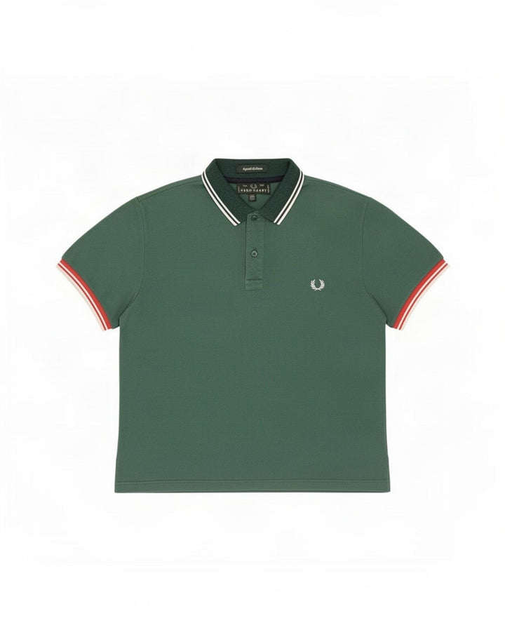 Fred Perry Herren Poloshirt XL Grün gestreift