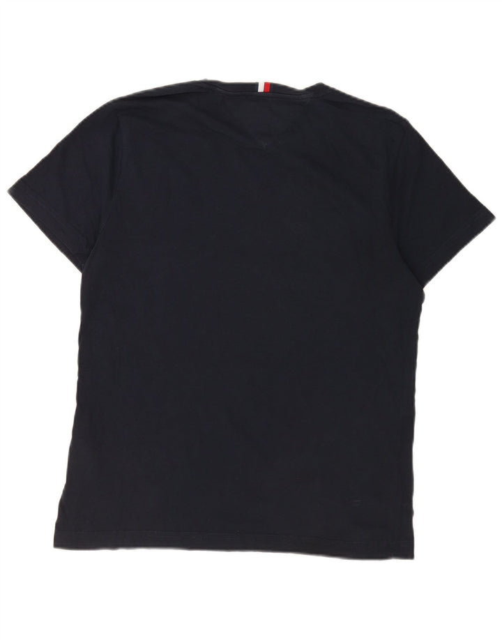 Tommy Hilfiger Herren-T-Shirt mit Grafik, mittelmarineblaue Baumwolle