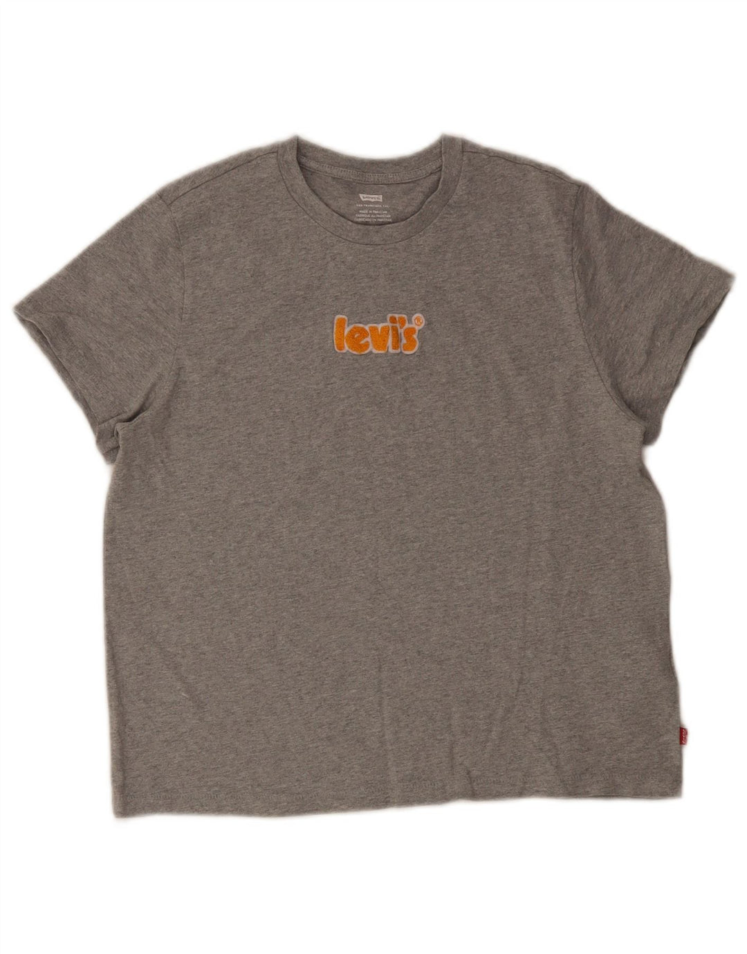 Levi's Womens Graphic T-Shirt Top UK 12 Mittelgraue Baumwolle