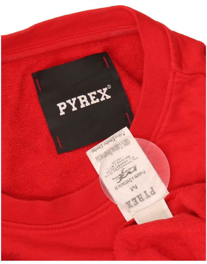 Pyrex Damen Grafik-Sweatshirt-Pullover UK 14 Mittelrote Baumwolle