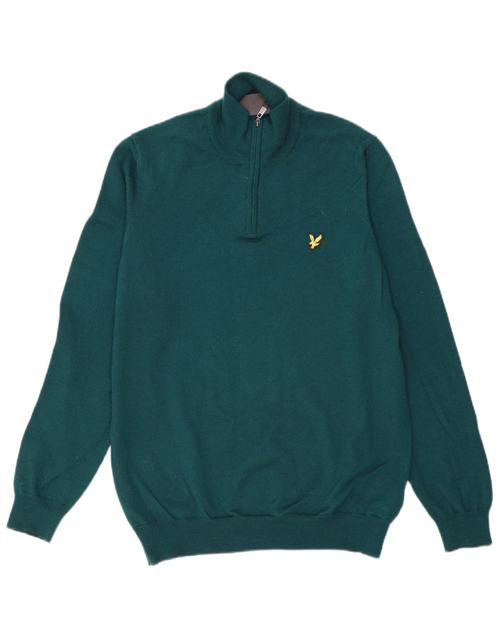 LYLE & SCOTT Herren-Pullover mit Reißverschluss am Hals, mittelgrünes Acryl