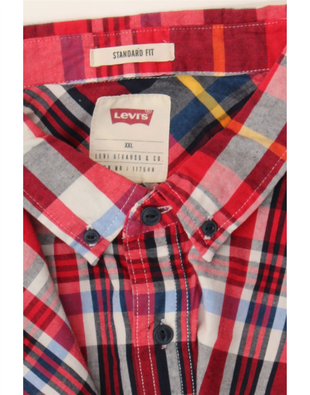 LEVI'S Mens Standard Fit Shirt 2XL Red Check Cotton Vintage Levi's and Second-Hand Levi's from Messina Hembry 