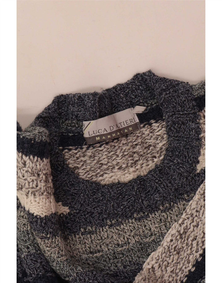 Luca D'altieri Herren-Pullover mit Rundhalsausschnitt, groß, marineblau gestreift