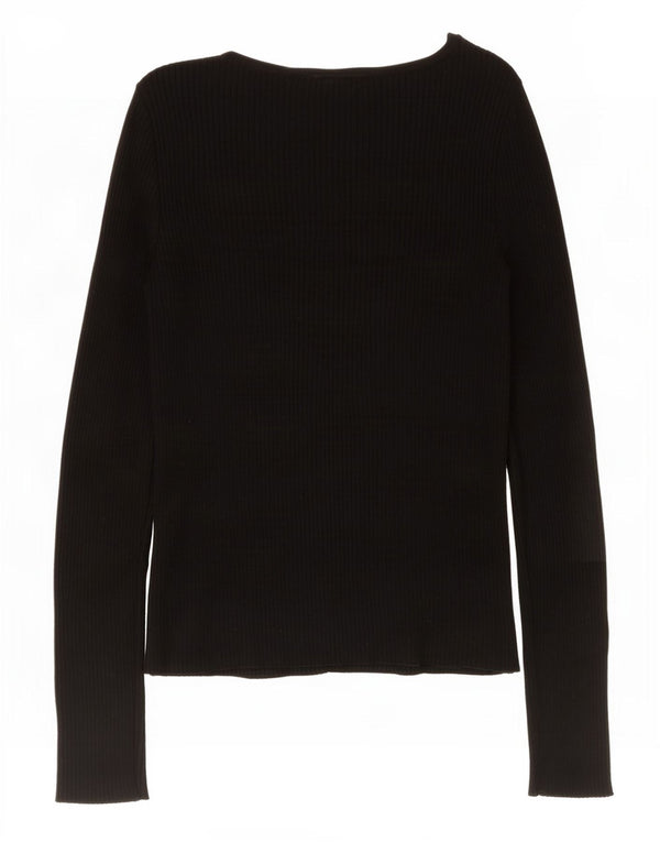 Marks & Spencer Damen Top Langarm UK 8 Small Schwarze Viskose