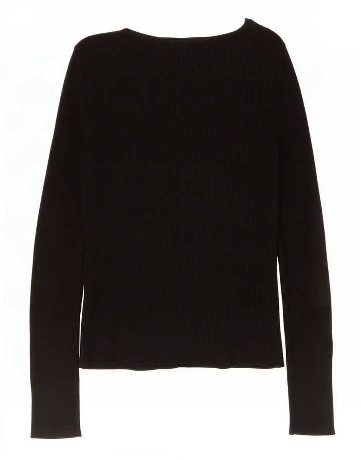 Marks & Spencer Damen Top Langarm UK 8 Small Schwarze Viskose