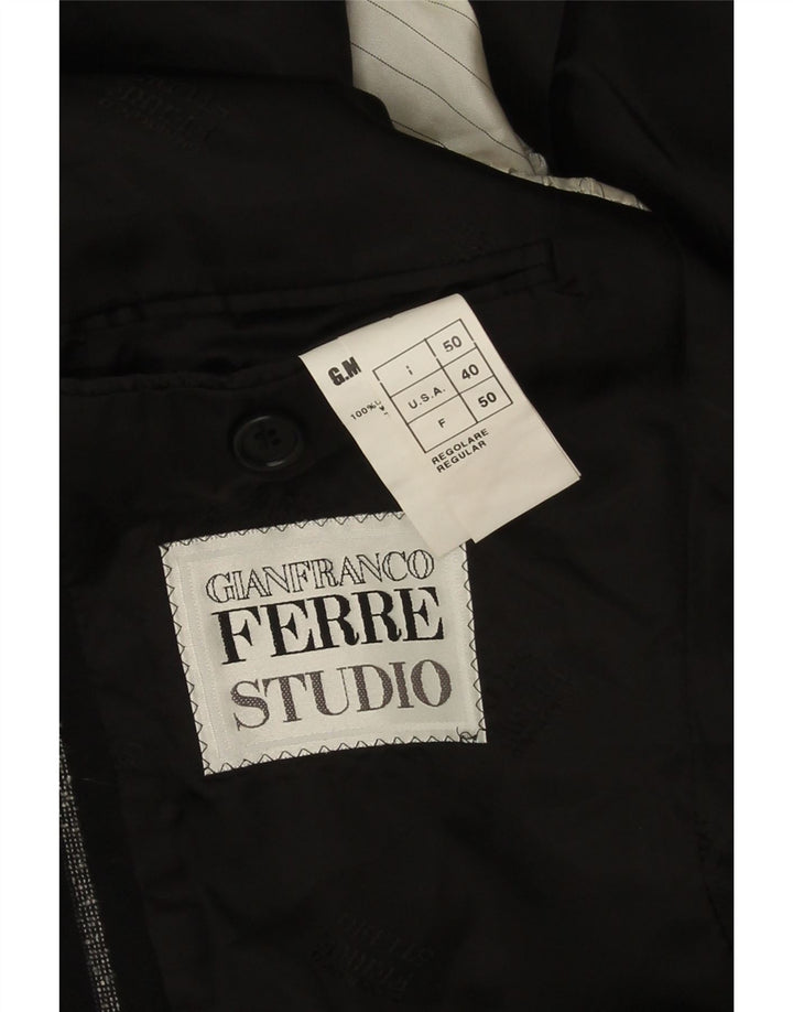 Gianfranco Ferre Herren 3-Knopf-Blazerjacke IT 50 Große schwarz gestreifte Wolle