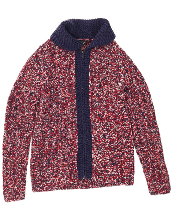 Vintage Herren Cardigan Pullover Kleine rot melierte Wolle