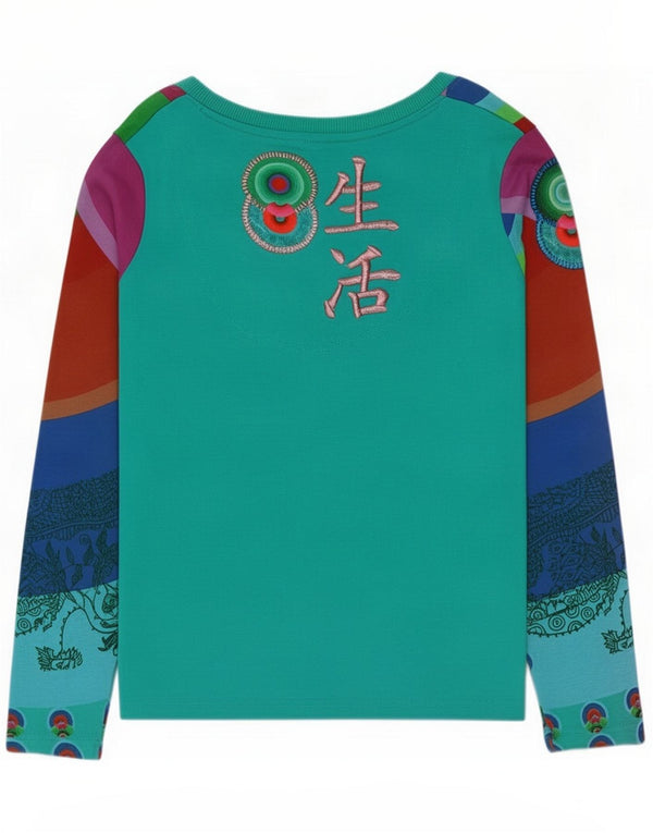 Desigual Womens Graphic Top Langarm UK 14 Großes mehrfarbiges Paisley