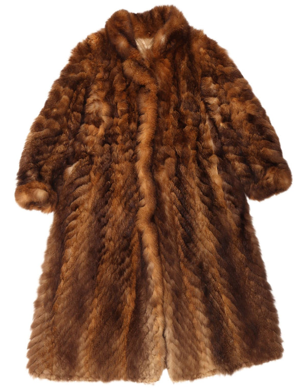 Vintage Damen Kunstfellmantel UK 14 Mittelbraun