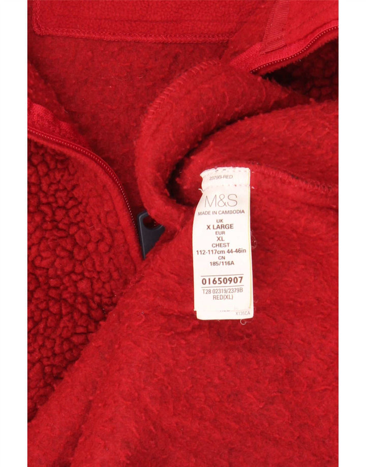Marks & Spencer Herren-Fleecepullover mit Reißverschluss am Hals, XL, kastanienbraunes Polyester