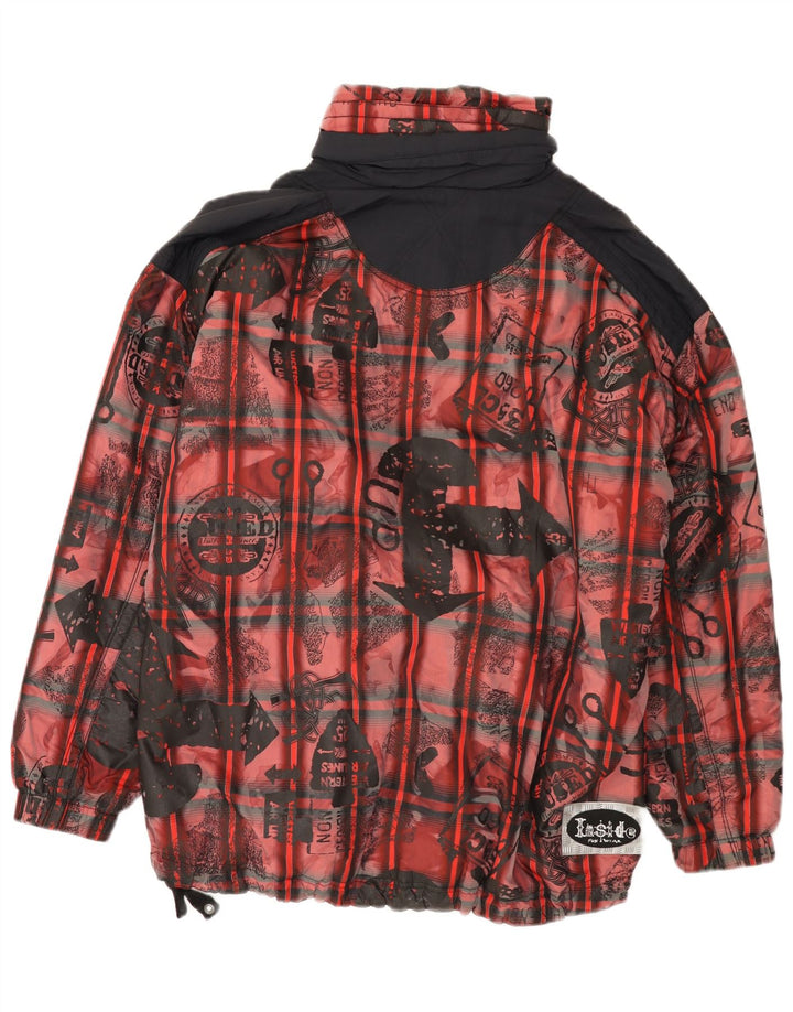 Vintage Herren Loose Fit Anorak Jacke UK 38 Mittelrotes Farbblock-Polyester