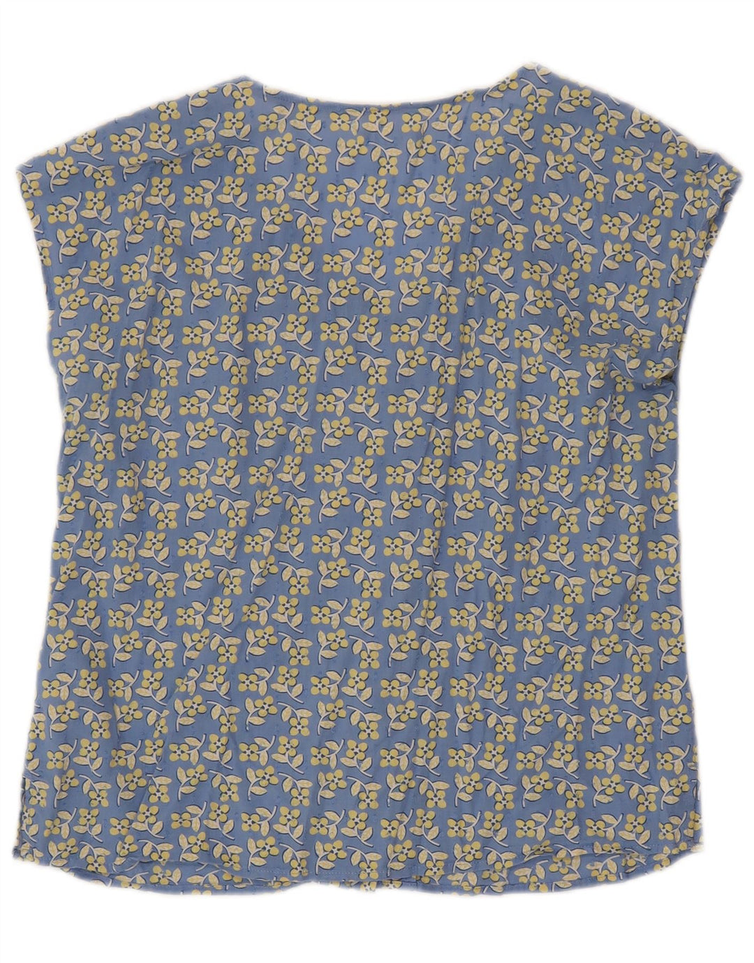 White Stuff Kurzarm-Blusenoberteil für Damen, UK 12, Mittelblau mit Blumenmuster