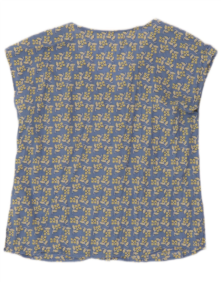White Stuff Kurzarm-Blusenoberteil für Damen, UK 12, Mittelblau mit Blumenmuster