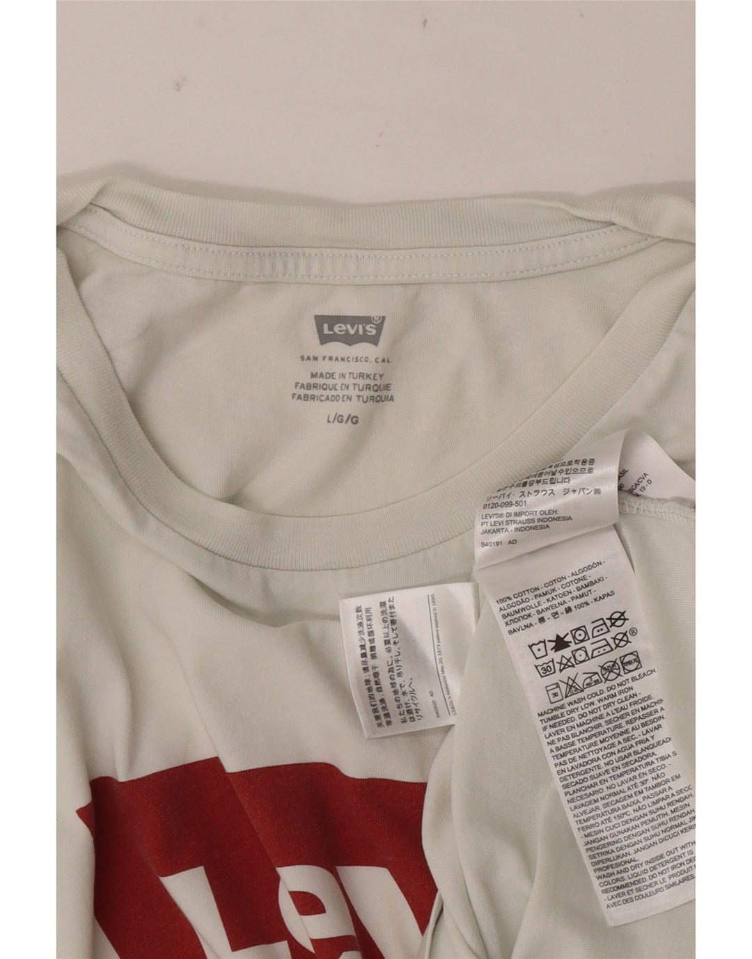 Levi's Herren-T-Shirt mit Grafik, Größe L, aus weißer Baumwolle