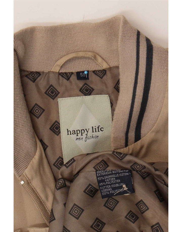 Happy Life Herren Bomberjacke IT 50 Large Beige Baumwolle