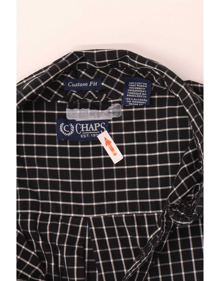 Chaps Herren-Hemd mit individueller Passform, 2XL, schwarz kariert, Baumwolle