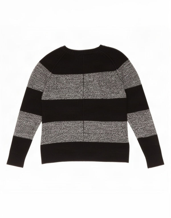 Gap Damen-Pullover mit U-Boot-Ausschnitt, Gr. 10, Größe S, schwarz, gestreift, Baumwolle