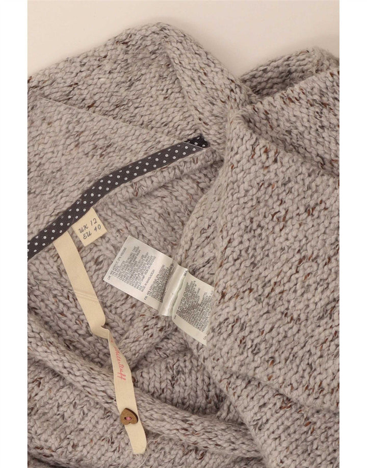 White Stuff Offener Damen-Cardigan-Pullover UK 12 Mittelgrau geflecktes Acryl