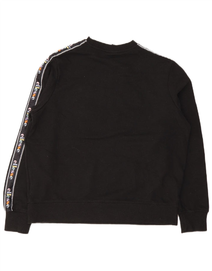 Ellesse Womens Graphic Oversized Sweatshirt Pullover UK 10 Small Schwarz Baumwolle