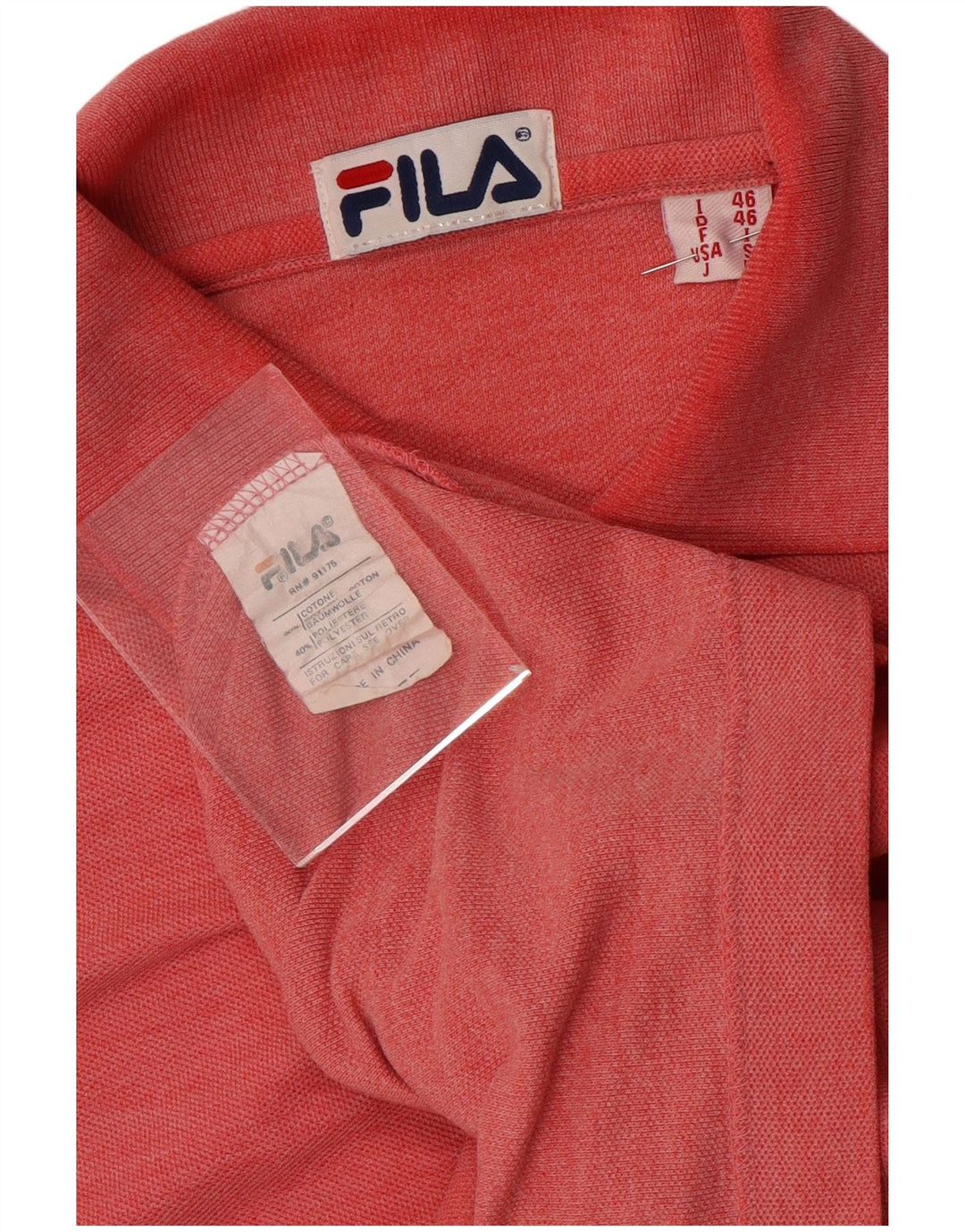 Fila Herren Poloshirt IT 46 Small Rot Baumwolle