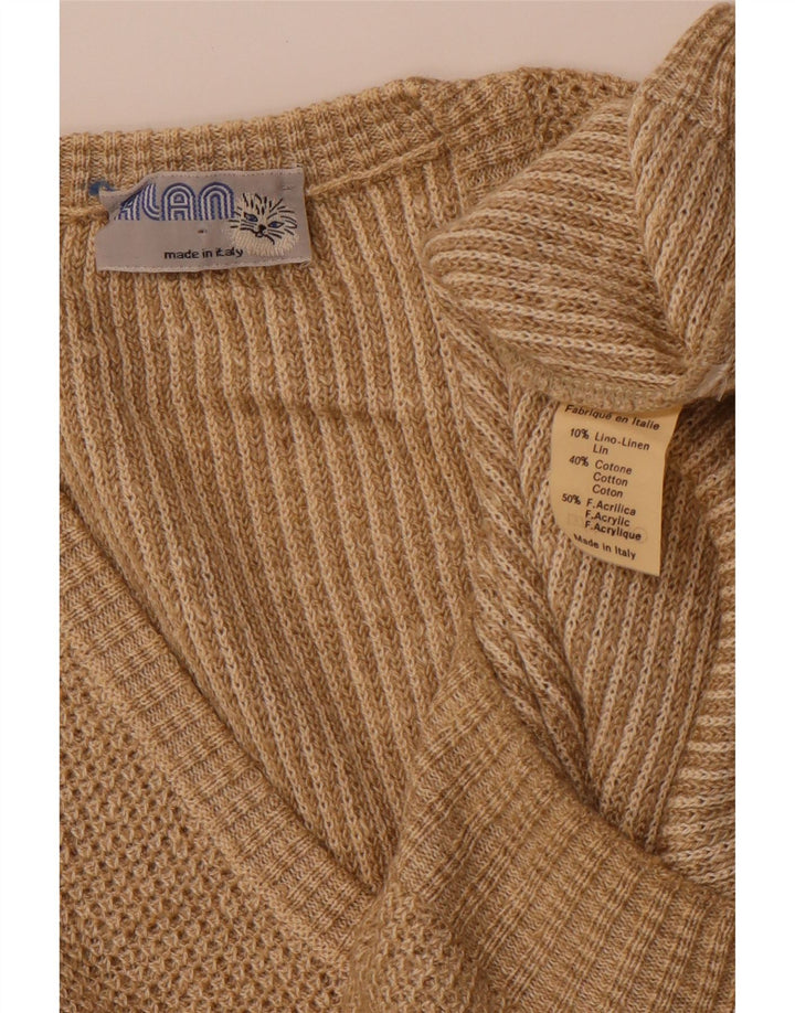 VINTAGE Herren Weste Tank Top Mittelbeige Leinen