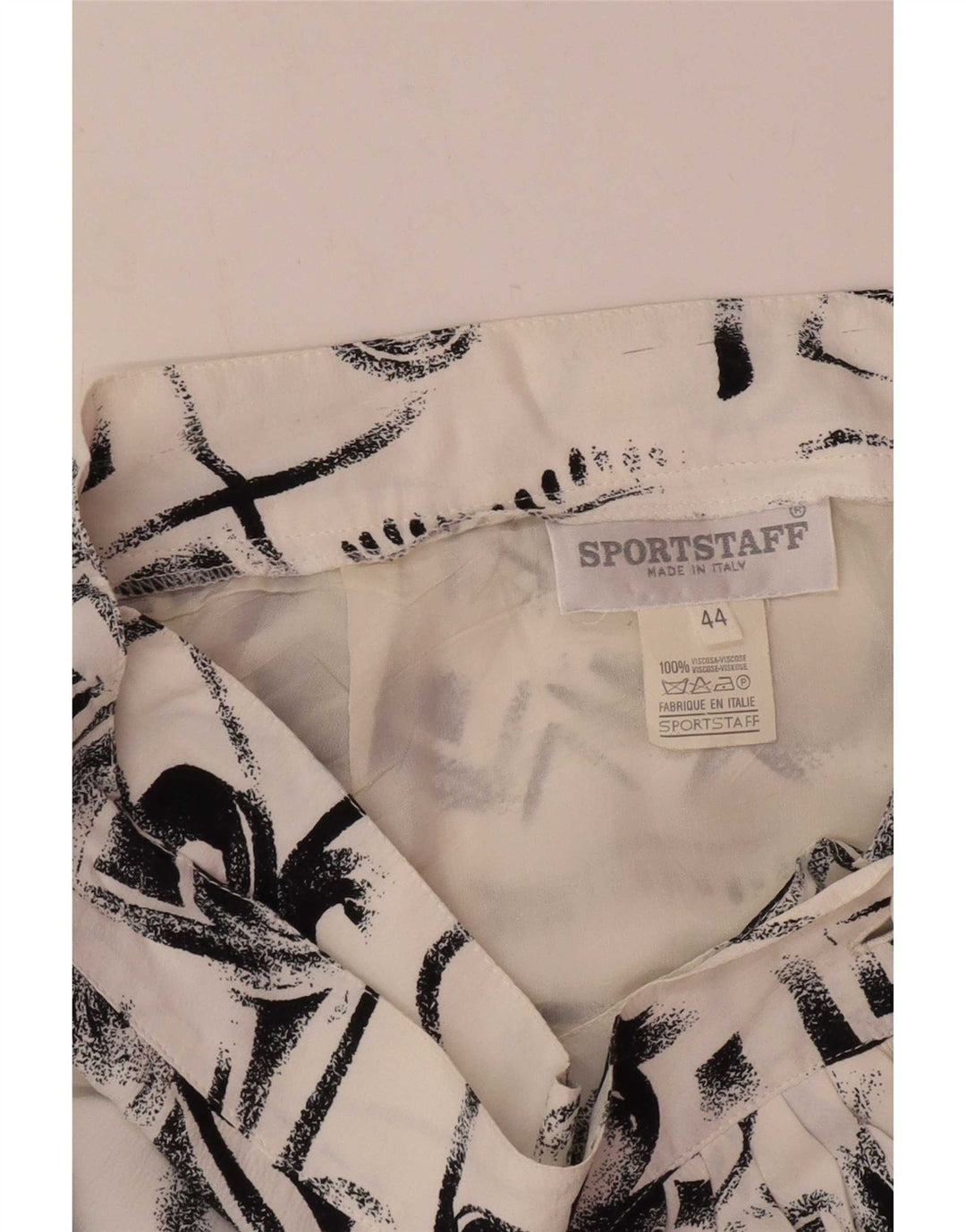 Vintage Damen Wickelrock IT 44 Medium W26 Weiße geometrische Viskose