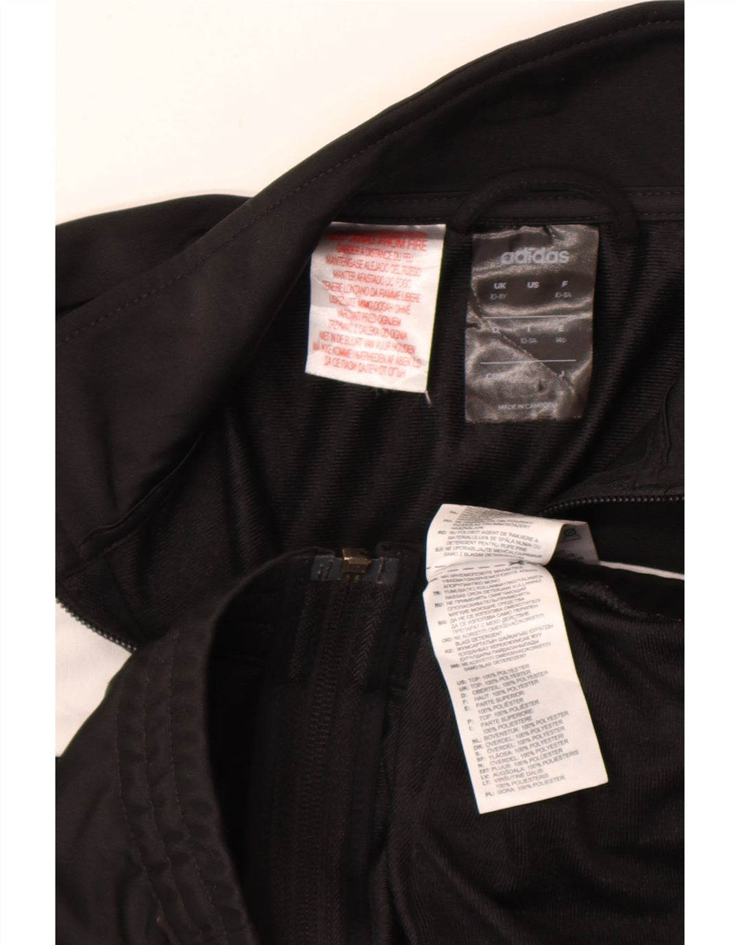 ADIDAS Jungen-Trainingsanzug-Top-Jacke, 10–11 Jahre, schwarzes Farbblock-Polyester