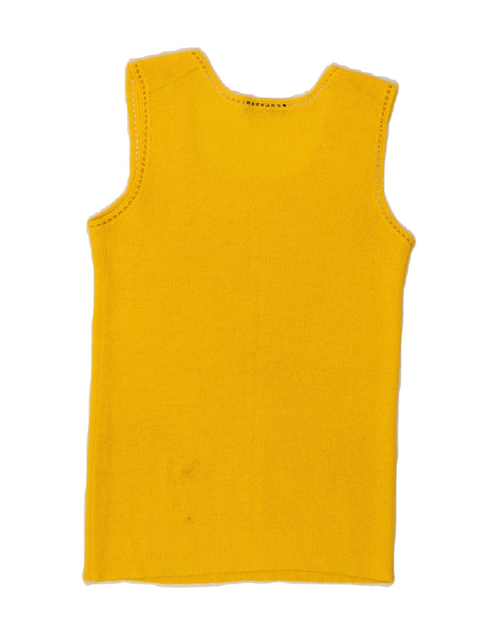 VINTAGE Womens Vest Tank Top UK 10 Small Yellow Vintage Vintage and Second-Hand Vintage from Messina Hembry 