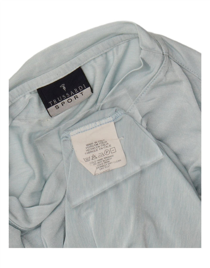 TRUSSARDI Mens T-Shirt Top Medium Blue Polyamide