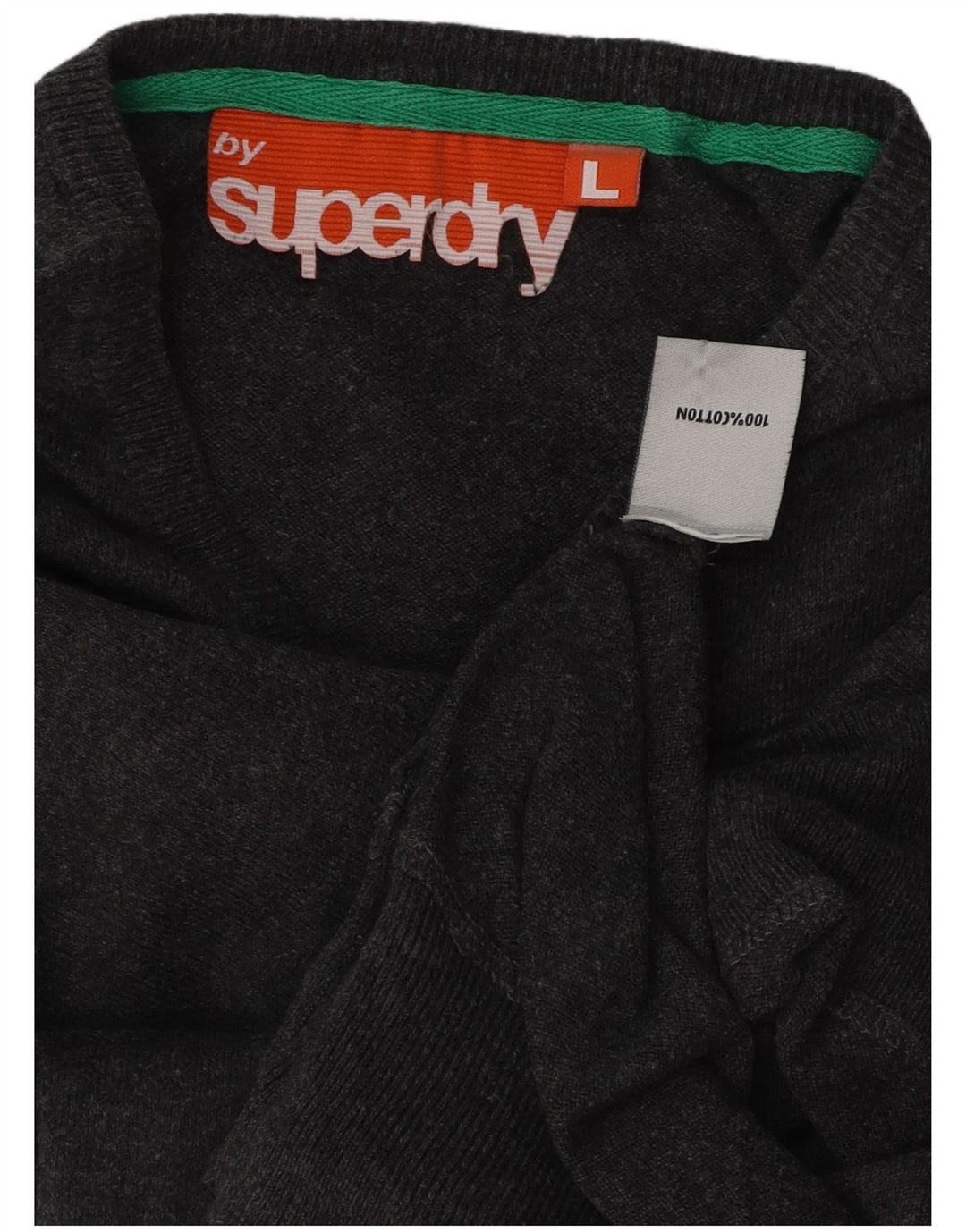 SUPERDRY Damen-Pullover mit V-Ausschnitt, UK-Größe 44, Größe L, Grau, Baumwolle