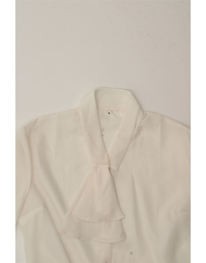 VINTAGE Womens Front Tie Shirt Blouse UK 14 Large White Vintage Vintage and Second-Hand Vintage from Messina Hembry 