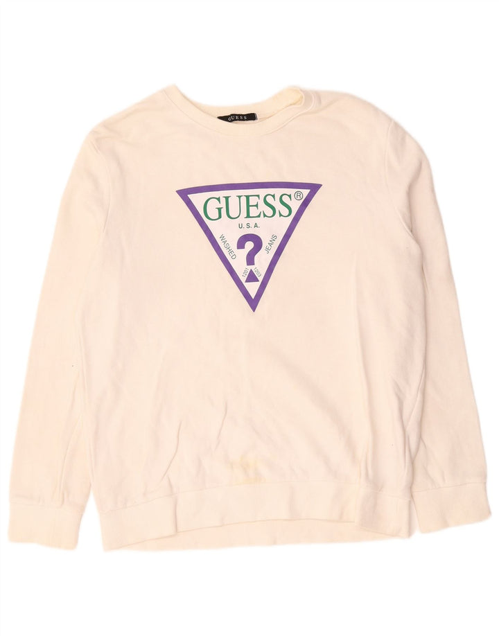 Guess Grafik-Sweatshirt für Damen, UK 14, mittelgrau, aus Baumwolle