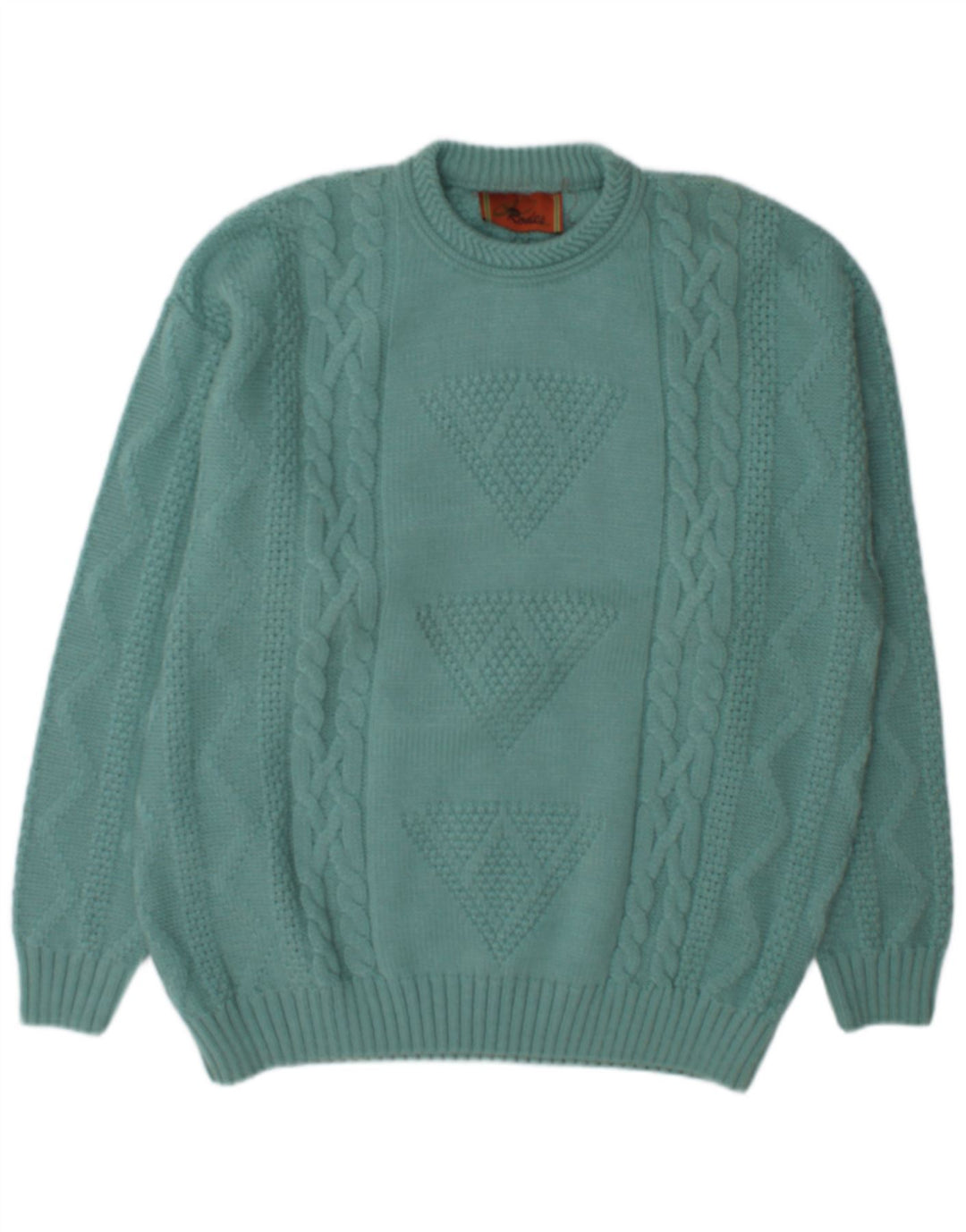Rodes Herren-Pullover mit Rundhalsausschnitt, XL, grüne Wolle