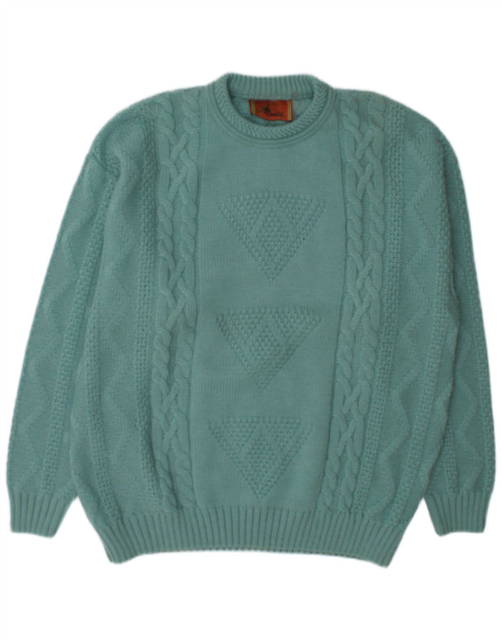 Rodes Herren-Pullover mit Rundhalsausschnitt, XL, grüne Wolle