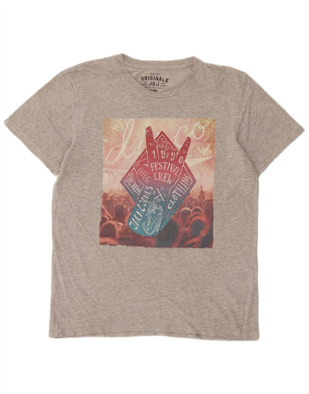 Jack & Jones Herren Grafik-T-Shirt-Oberteil Mittelgrau