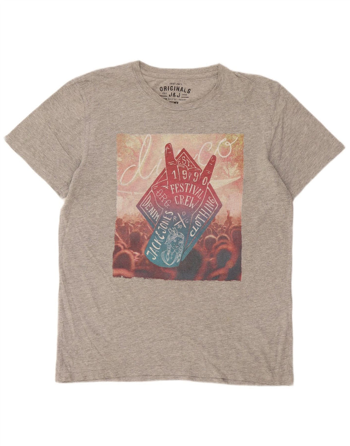 Jack & Jones Herren Grafik-T-Shirt-Oberteil Mittelgrau