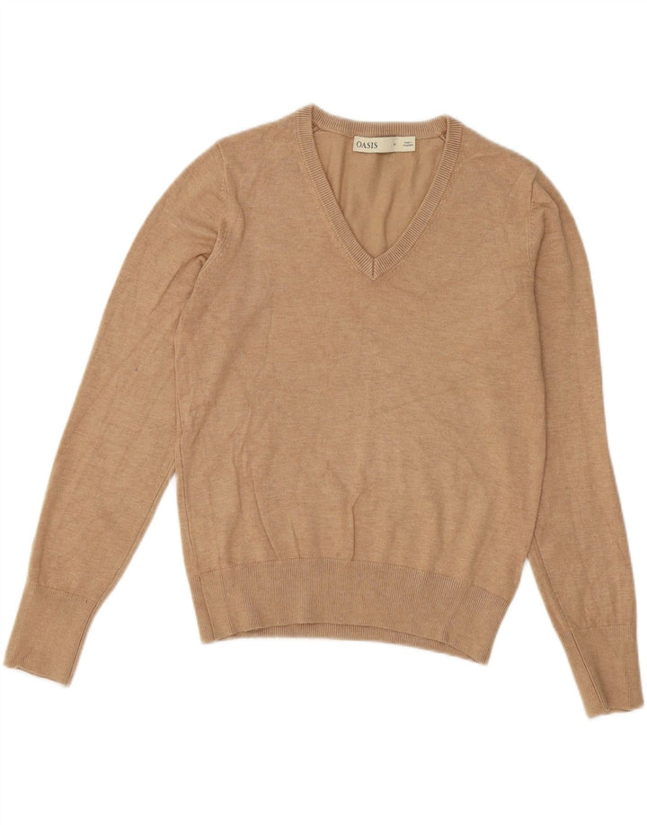 OASIS Womens V-Neck Jumper Sweater UK 14 Medium Brown Viscose Vintage Oasis and Second-Hand Oasis from Messina Hembry 