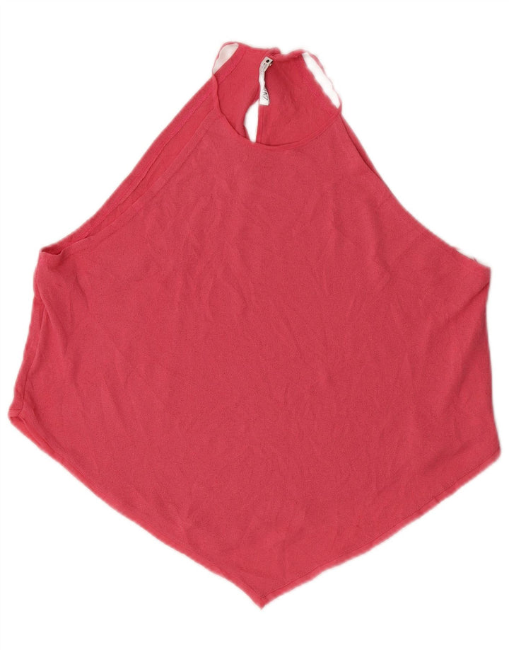 Zara Damen Crop Neckholder Top UK 14 Mittelrosa Polyester