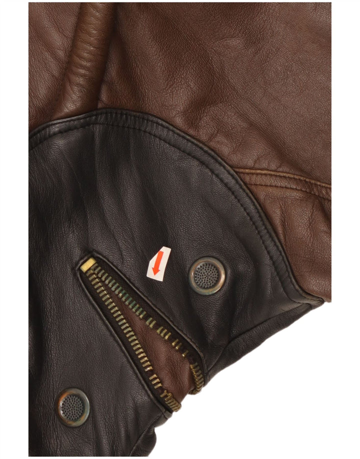 Vintage Herren Lederjacke IT 52 XL Braunes Leder