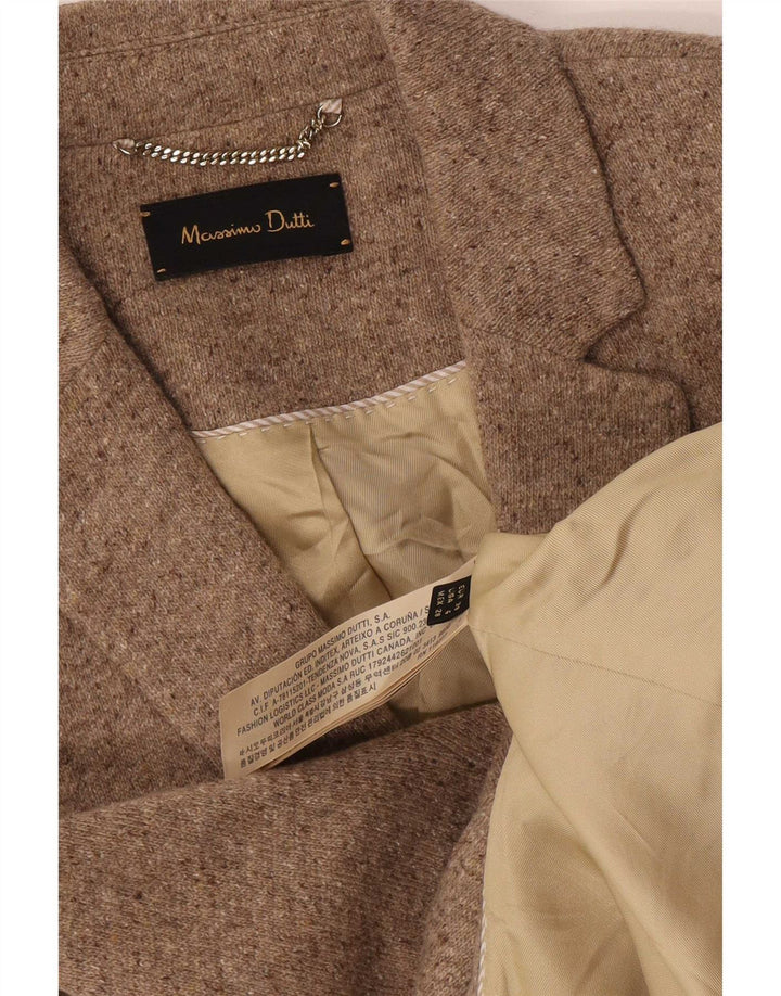 Massimo Dutti Damen-Blazerjacke mit 2 Knöpfen, EU 38, kleine beige gesprenkelte Wolle