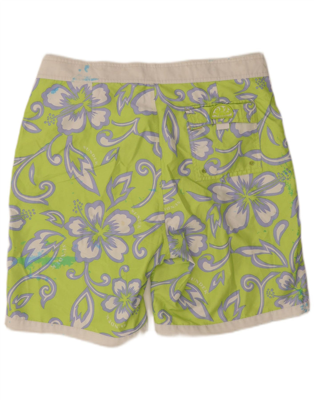 Sundek Herren-Badeshorts XL, grünes Blumenmuster, Polyester