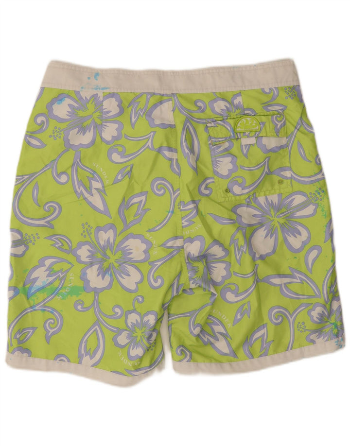 Sundek Herren-Badeshorts XL, grünes Blumenmuster, Polyester