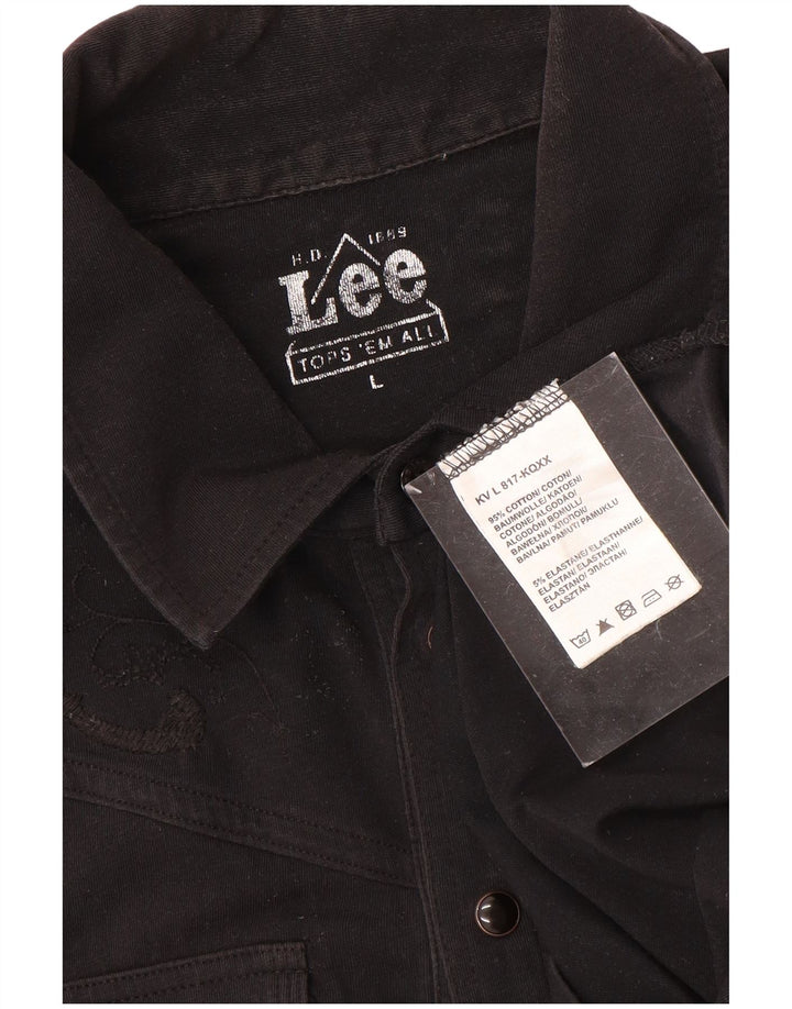 Lee Damen Poloshirt UK 16 Large Schwarz Baumwolle