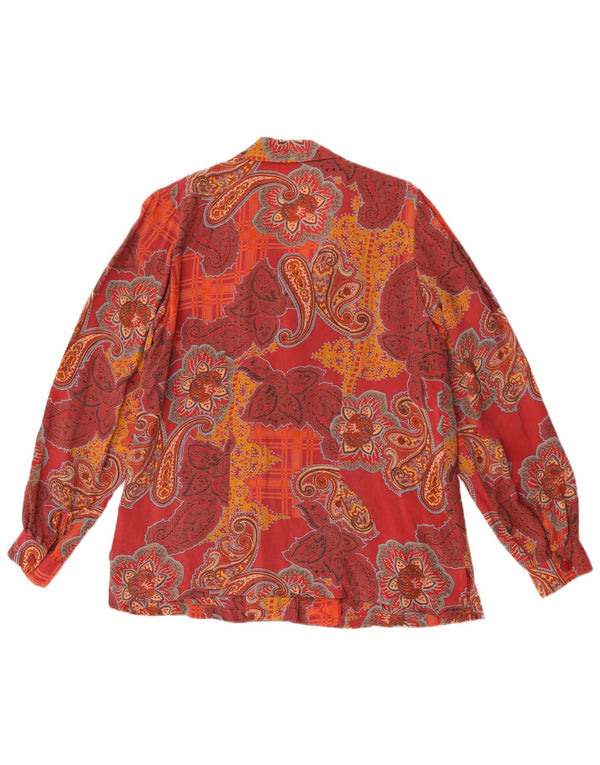 Vintage Damen Hemdbluse UK 14 Großes rotes Paisley