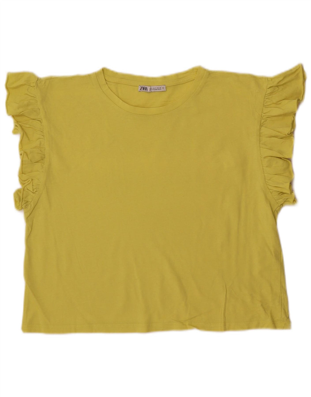 Zara Damen Crop Bluse Top UK 10 Small Gelb